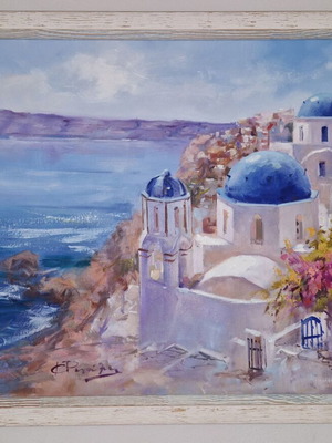 Santorini painting by Kostas Tsigkris Rigoulis like new