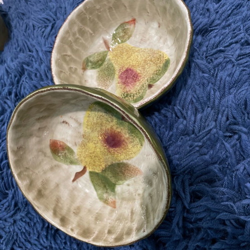 Set of three handmade bowls with painting like new