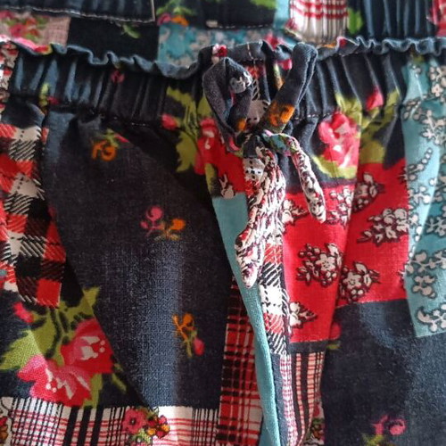 Summer bermuda handmade vintage with patchwork design, multicolor