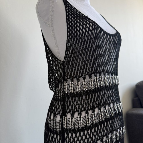 Zara Bedazzled Knit Beach Dress new, black