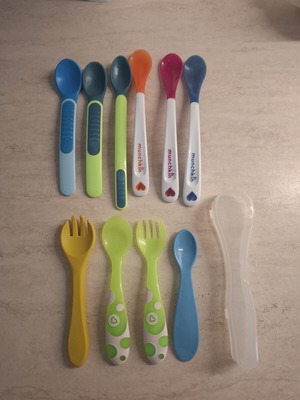 Baby spoons and forks set 10 pcs with case, MAM, Munchkin, Suavinex, Kikka Boo, Tupperware