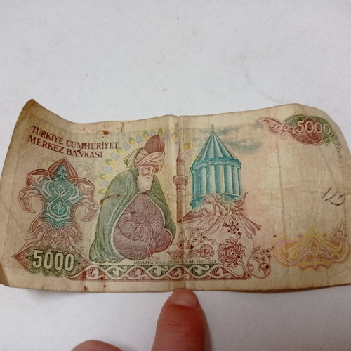 Turkish lira banknotes used, set of 3 from 1970