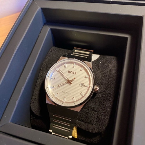 Boss men's automatic wristwatch new silver