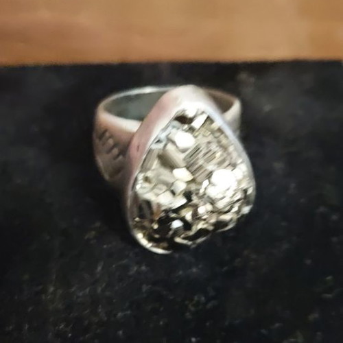 Silver handmade 950 ring with pyrite like new
