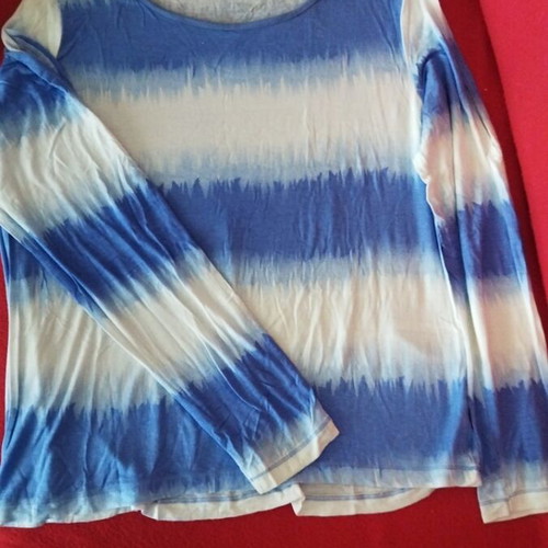 Blouse size M like new with shoulder cutouts white and blue