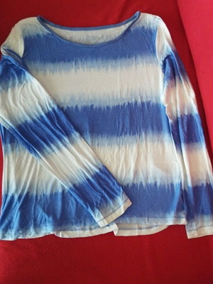Blouse size M like new with shoulder cutouts white and blue