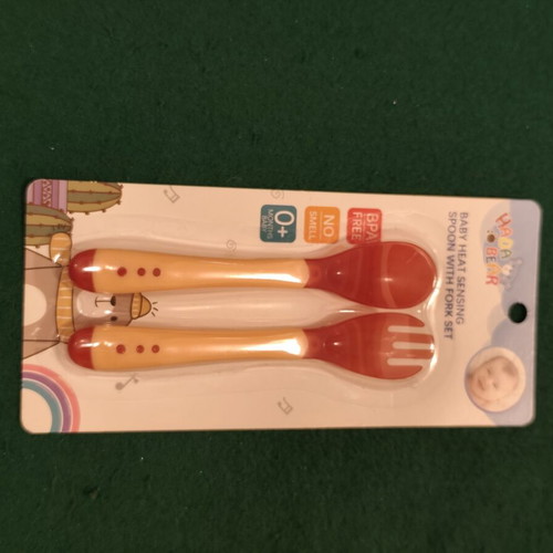 Hada Bear Baby Heat Sensing Spoon and Fork Set, BPA Free