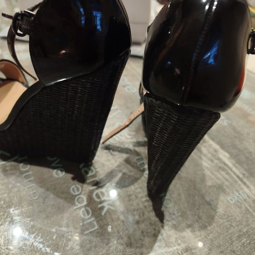 Fullah Sugah women's patent leather 15cm heels used, black