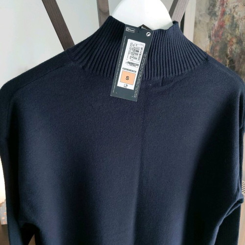 Блуза Marks and Spencer нова, плетена с поло яка, тъмносиня, размер S