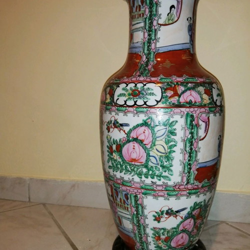 Asian art floor vase porcelain antique hand-painted