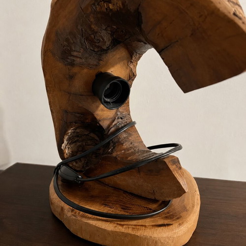 Handmade table lamp from natural wood