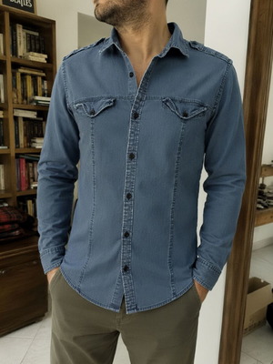 Denim shirt WE Fashion like new, western style, cotton, blue, size S