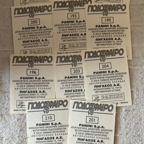 Panini OFI Greek Championship 1998 stickers used, full pack
