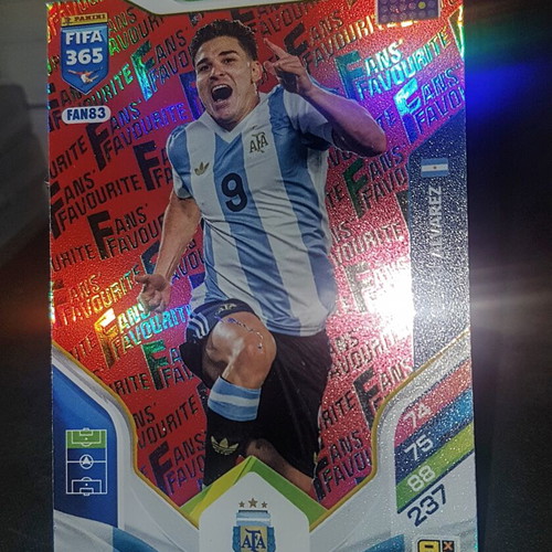 Julian Alvarez Red Parallel Panini Adrenalyn XL FIFA 365 card 2026