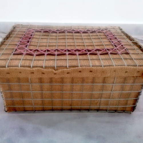 Handmade storage boxes 2 unused, wire and burlap