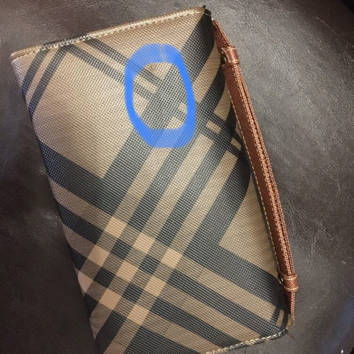 Women’s checked handbag like new, brown faux leather