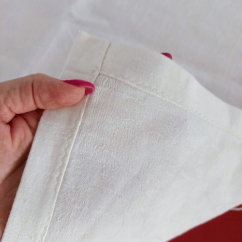 Handmade white jacquard tablecloth with embossed designs like new
