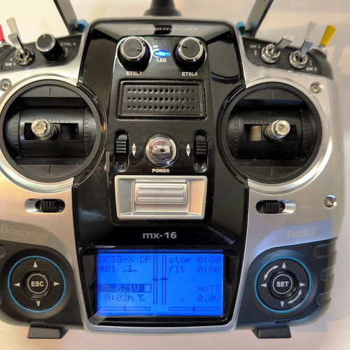 Graupner mx-16 HoTT remote control with FPV screen set like new