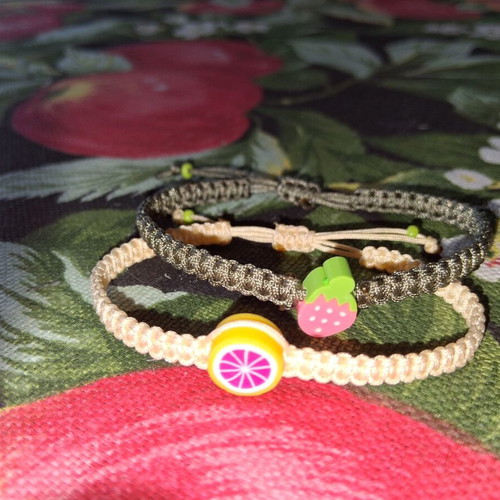 Macrame bracelet set with fruit beads, adjustable size