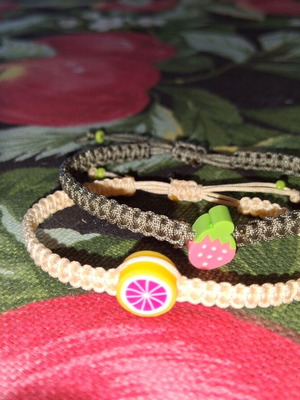 Macrame bracelet set with fruit beads, adjustable size