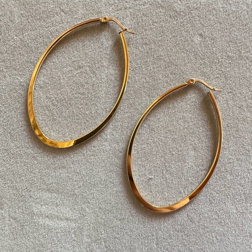 Steel gold oval hoop earrings used