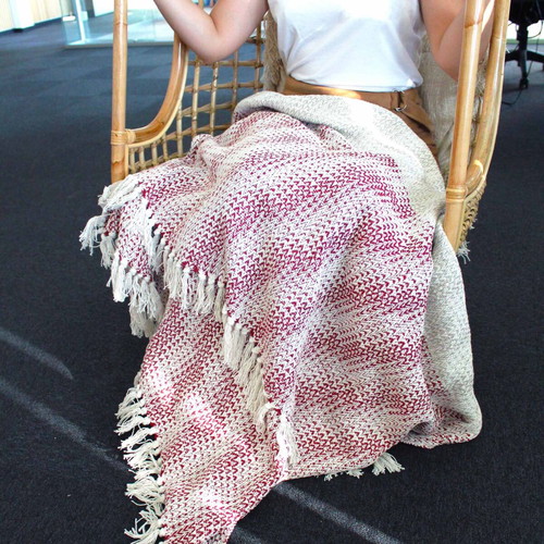 Boho Comfort Blanket Cover 125x150 cm Ruby Two Tone new, 100% cotton