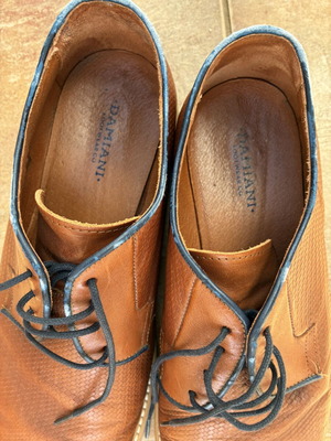 Damiani men's leather shoes size 44 used, tan with blue details