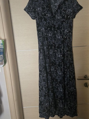 Long dress Pink Woman like new, boho style with front slit and soft back elastic