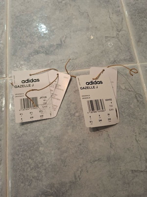 Етикети от Adidas Gazelle маратонки и adidas & Puma тениски като нови
