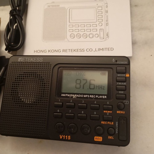 World Band Radio with Recorder V115, Retekess