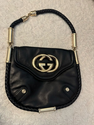 Gucci Leather Small Britt Tassel Shoulder Bag black like new