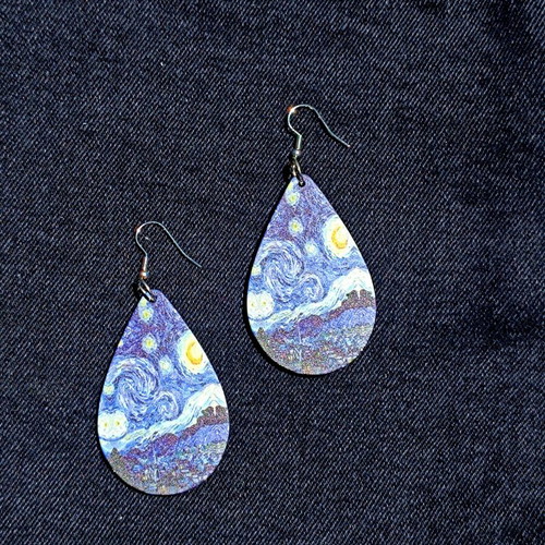 Starry Night earrings new, blue