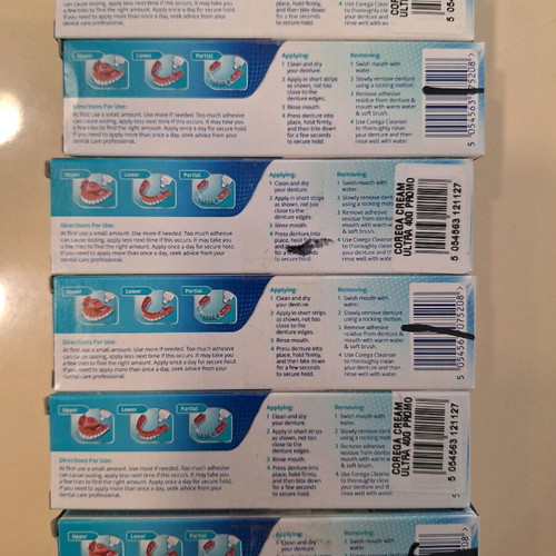 Corega Ultra Fresh denture cream new, pack of 6 x 40g