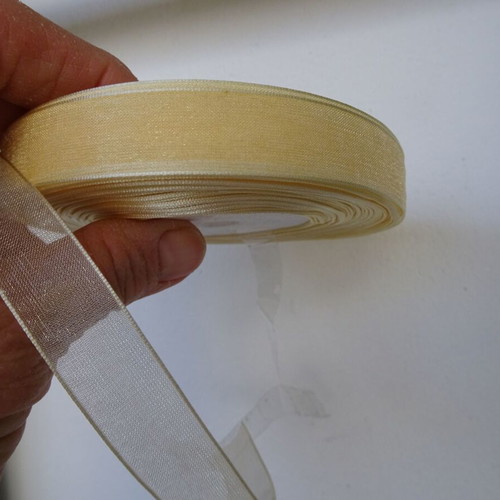 Organza ribbons vintage, like new, pack of 20 rolls 15 mm champagne cream