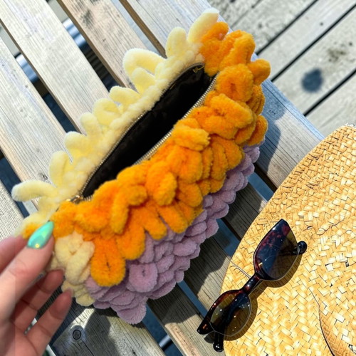 Puffy Handmade Cosmetic Bag with Zipper, colorful, new