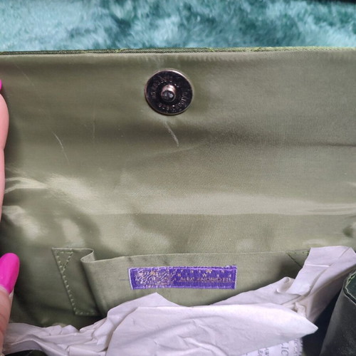 Alexi Andriotti quilted clutch bag new green