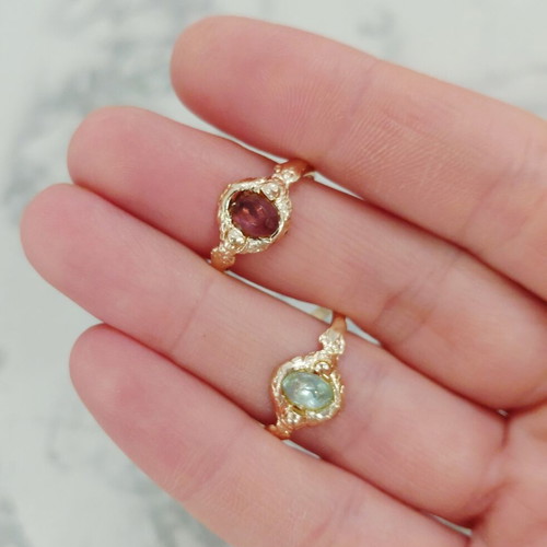 Two vintage women's rings from the 1960s, gold-tone aluminum alloy