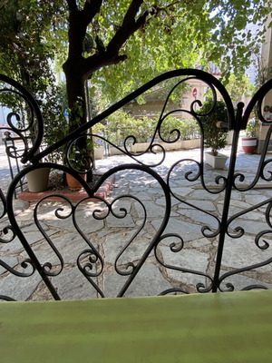 Iron outdoor sofa with cushion