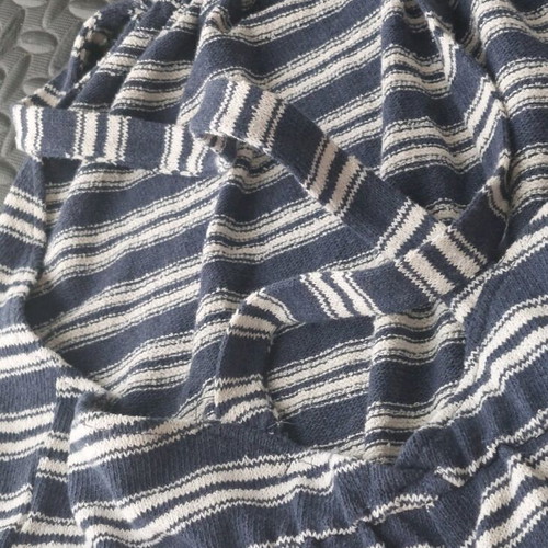 Pull&Bear women's striped backless shorts jumpsuit like new, white-blue