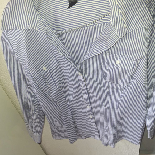 H&M striped shirt, white and blue, size M