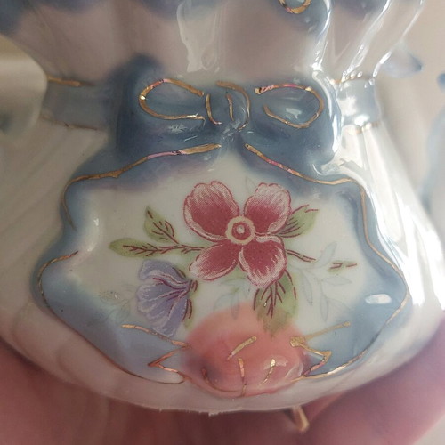 Hand-painted faience breakfast set new, 6 pieces