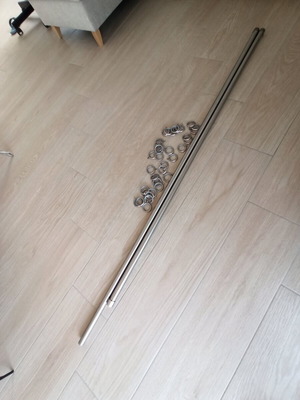 Curtain rods inox set of 2, 160cm and 180cm, like new
