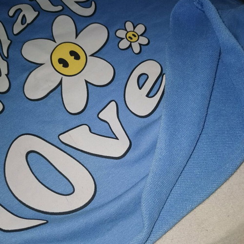 Short-sleeve cropped sweatshirt used, size L, blue