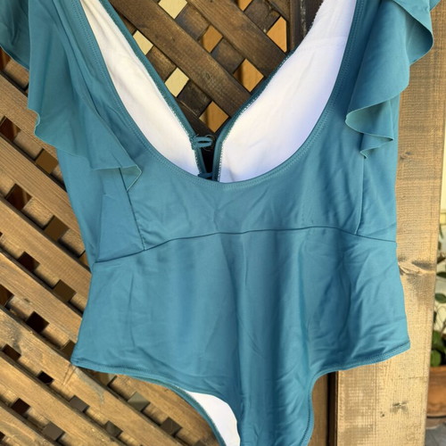 Swimsuit petrol blue with cups used, size XL