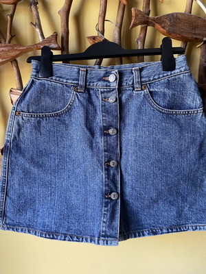 Benetton denim skirt size S like new, blue, A-line with buttons