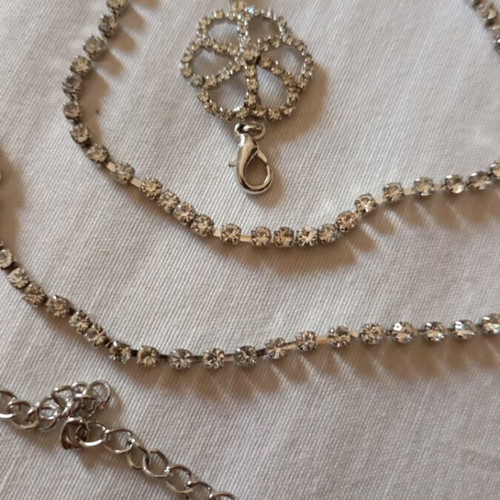 Vintage waist chain belt like new, silver with rhinestones