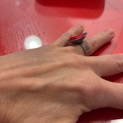 Silver ring with red stone!