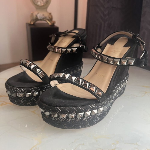 Louboutin sandals used, women's platform black size 37