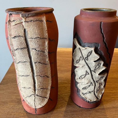 Clay vases new, set of two pieces
