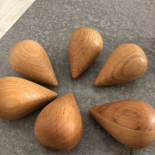 Wooden wall hooks pack of 6 used, teardrop shape